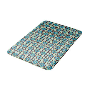 Vintage Green Brown Barcelona Star Tile Geometric Bath Mat