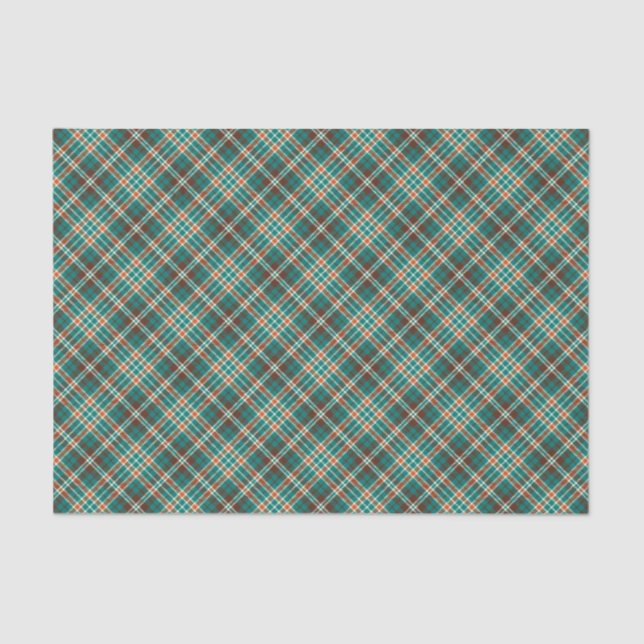 Vintage Green Brown Orange Plaid Tissue Paper (Front)