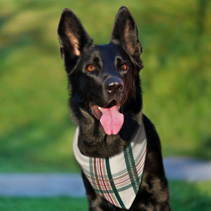 Vintage Green Brown Plaid Aesthetic Pet Bandana Collar