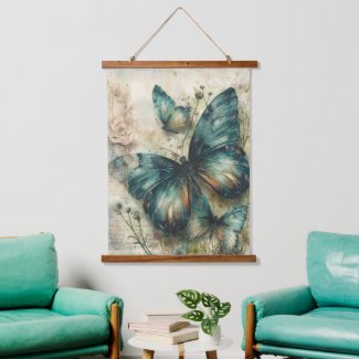 Vintage Green Butterflies