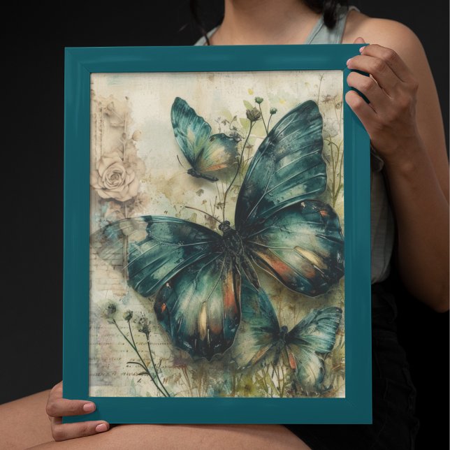 Vintage Green Butterflies   Poster (Creator Uploaded)