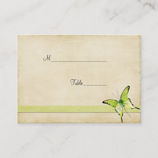 Customizable Vintage Green Butterfly Table Place Card Business Card