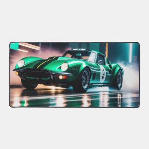 vintage green car race desk mat