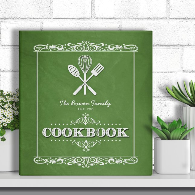 Vintage Green Chalkboard Family Cookbook 3 Ring Binder (Creator Uploaded)