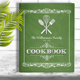 Vintage Green Chalkboard Family Cookbook Mini Binder