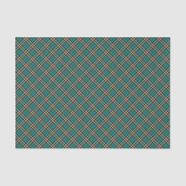 Vintage Green Checkered Plaid Tissue Paper (Front)