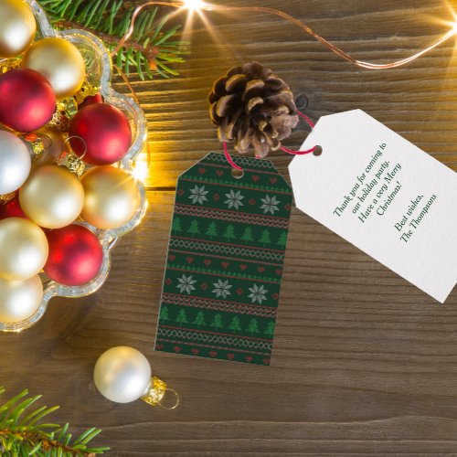 Vintage Green Christmas Custom Holiday Party Gift Tags