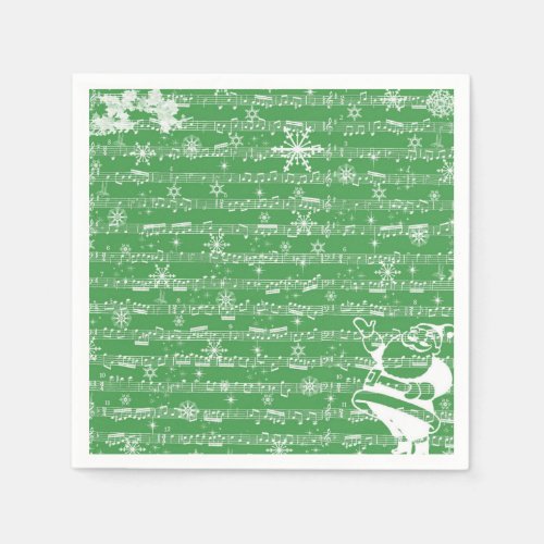 Vintage Green Christmas Musical Sheet Paper Napkins
