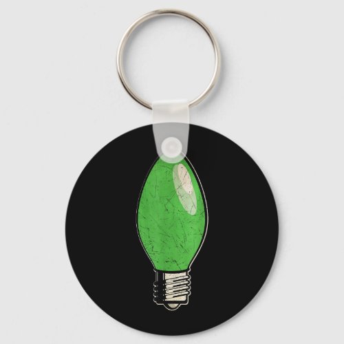 Vintage Green Christmas Tree Light Bulb Keychain