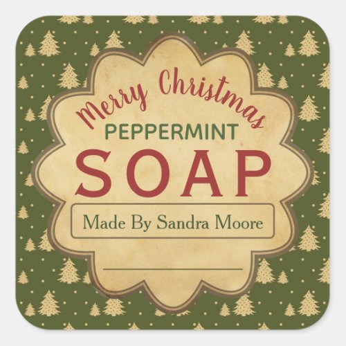 Vintage Green Christmas Tree Soap Labels