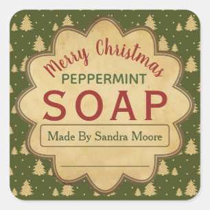 Vintage Green Christmas Tree Soap Labels