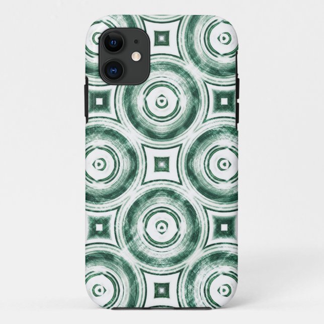 Vintage Green Circles Abstract Case-Mate iPhone Case (Back)