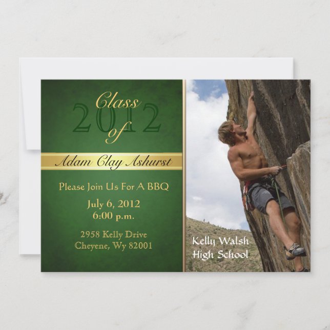 Vintage Green Class Of  Boy Graduation Invitations (Front)