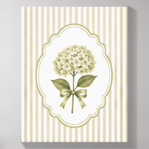 Vintage Green Cottagecore Floral Hydrangea Stem Canvas Photo Tile