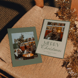 Vintage Green Cream Old Money Classic Christmas Holiday Card