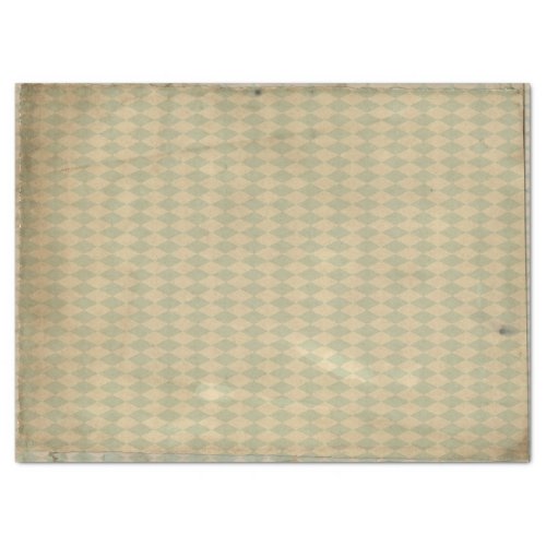 Vintage Green Diamond Pattern Decoupage Tissue Paper