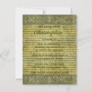 Vintage green distressed birthday party invitation