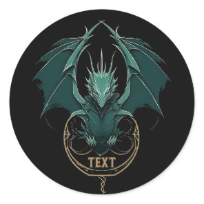 Vintage Green Dragon Elegance Classic Round Sticker