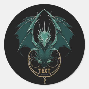 Vintage Green Dragon Elegance Classic Round Sticker