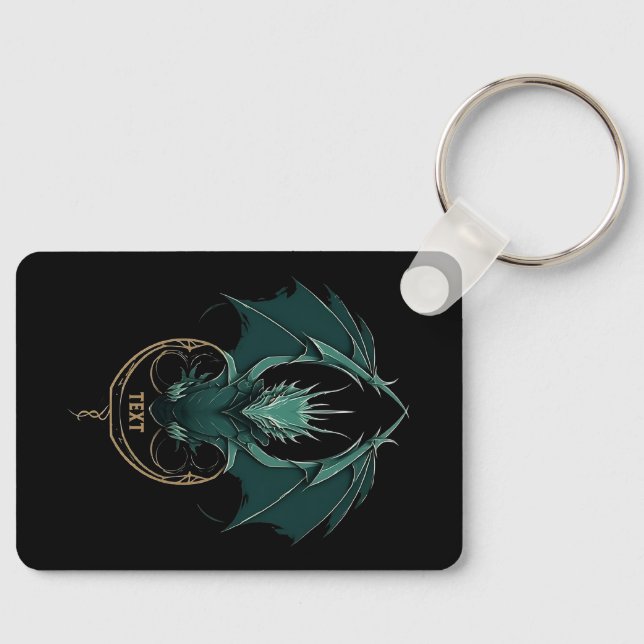 Vintage Green Dragon Elegance Keychain (Front)