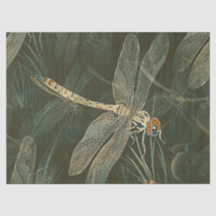 Vintage Green Dragonfly Design Decoupage Tissue Paper