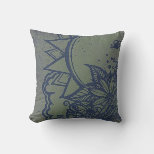 Vintage Green Earth Abstract Throw Pillow