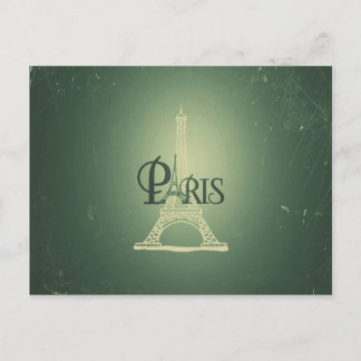 Vintage Green Eiffel Tower Paris Design Postcard
