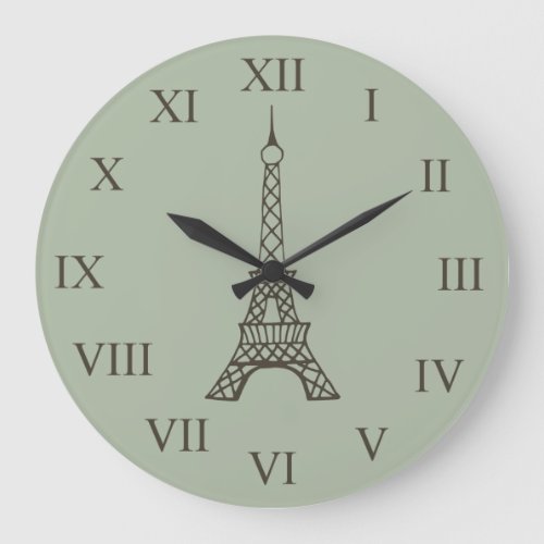 Vintage Green Eiffel Tower Paris Wall Clock