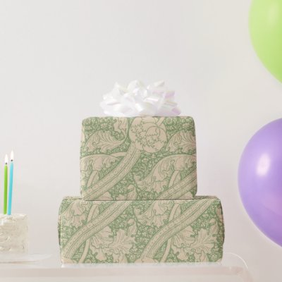 Vintage Green End Paper Floral 