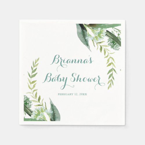 Vintage Green Eucalyptus Baby Shower Napkins