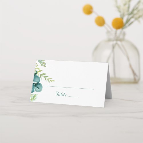 Vintage Green Eucalyptus Calligraphy Wedding Place Card