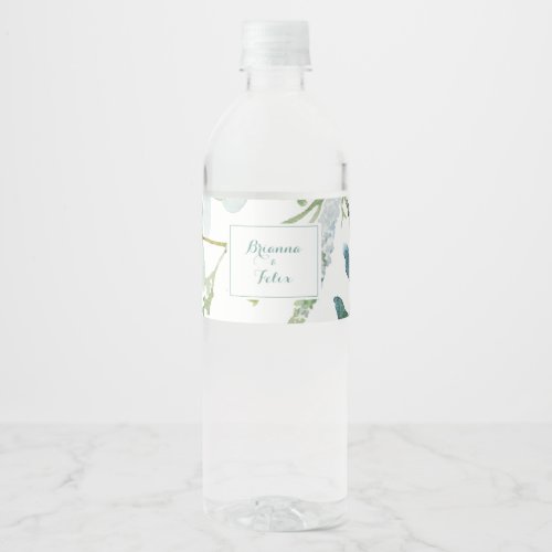 Vintage Green Eucalyptus Calligraphy Wedding  Water Bottle Label