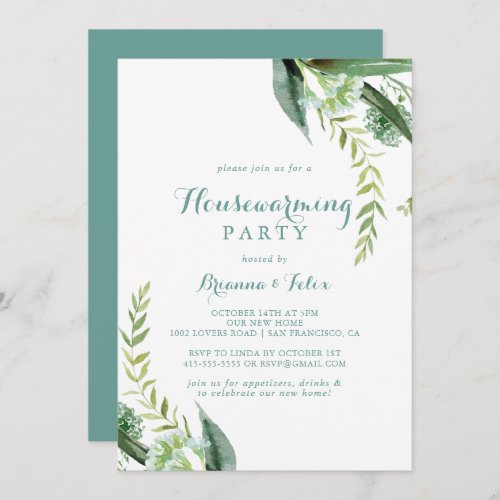 Vintage Green Eucalyptus Housewarming Party Invitation