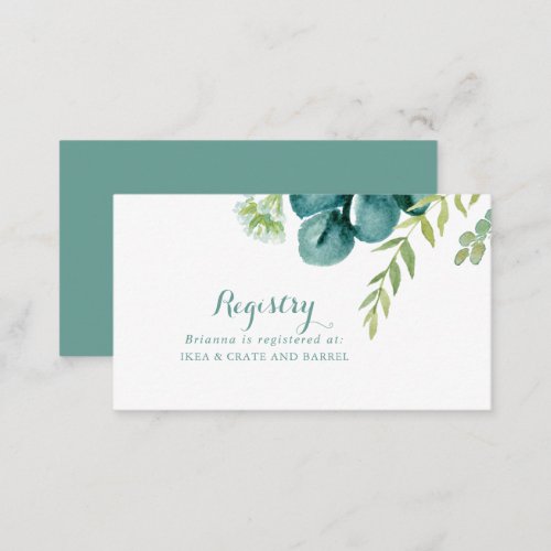 Vintage Green Eucalyptus Wedding Gift Registry  Enclosure Card