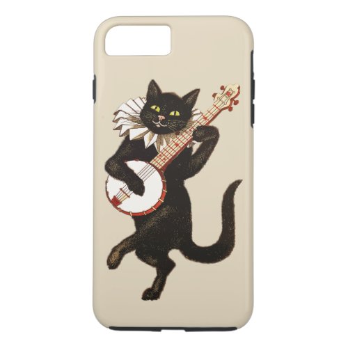 Vintage Green Eyed Black Cat Plays a Red Banjo iPhone 8 Plus7 Plus Case