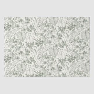 Vintage Green Fall Floral Decoupage Tissue Paper