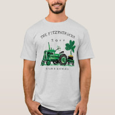 Vintage Green Farm Tractor St. Patrick's Day T-shirt at Zazzle