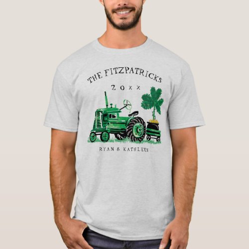 Vintage Green Farm Tractor St Patricks Day T_Shirt