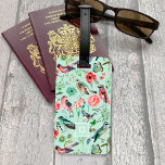 Vintage Green Floral Birds Botanical Pattern Luggage Tag<br><div class="desc">Vintage Floral Birds Botanical Pattern Monogram iPhone Case. This retro trendy design features stylish botanical flowers and birds. Personalize this custom design with your own monogram initial. Original artwork by Caroline Bonne Müller</div>