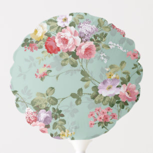 Vintage Green Floral Design Balloon
