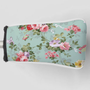 Vintage Green Floral Design Golf Head Cover