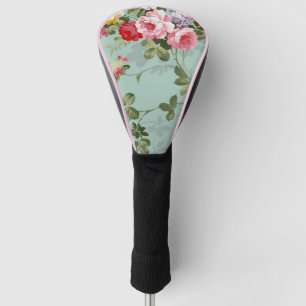 Vintage Green Floral Design Golf Head Cover