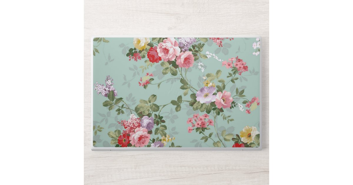 Vintage Green Floral Design HP Laptop Skin | Zazzle