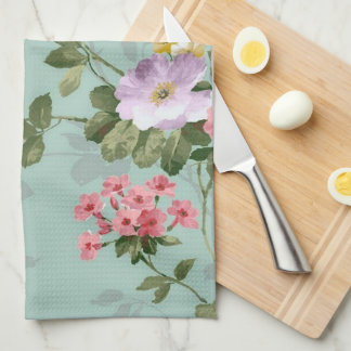 Vintage Green Floral Design  Kitchen Towel