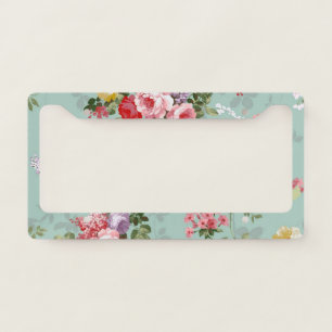 Vintage Green Floral Design  License Plate Frame