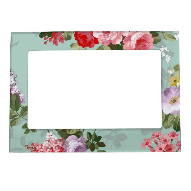Vintage Green Floral Design  Magnetic Frame (Front)
