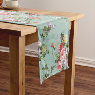 Vintage Green Floral Design  Medium Table Runner