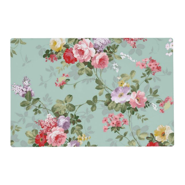Vintage Green Floral Design  Placemat (Front)