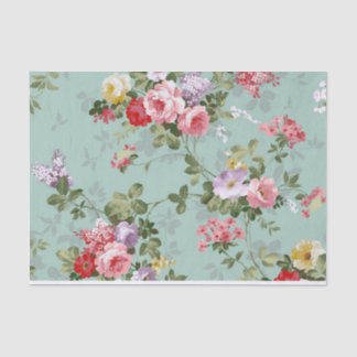 Vintage Green Floral Design  Tissue Paper