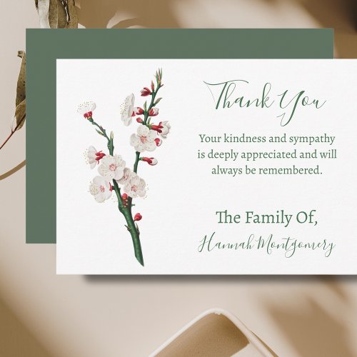 Vintage Green Floral Sympathy Thank You Cards